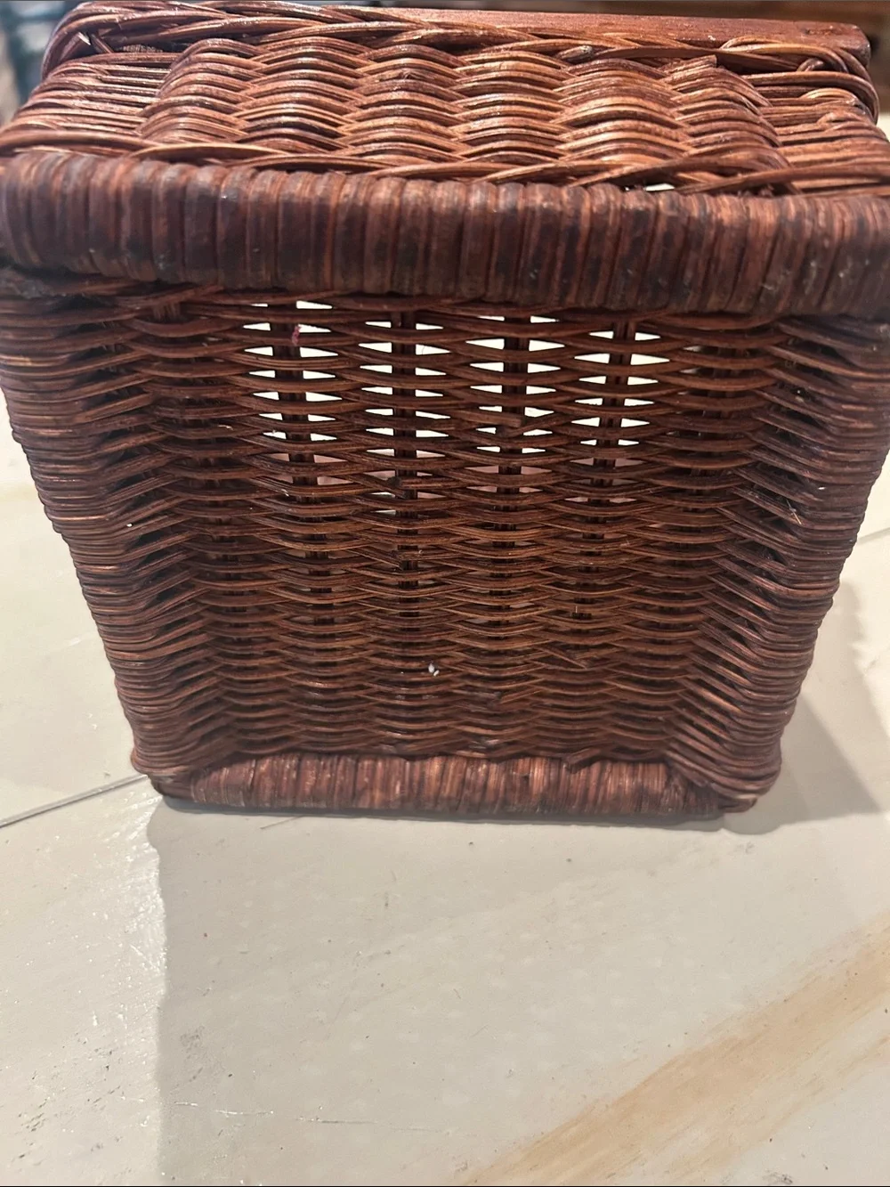 Vintage Brown Woven Square Storage Basket - Home Accents